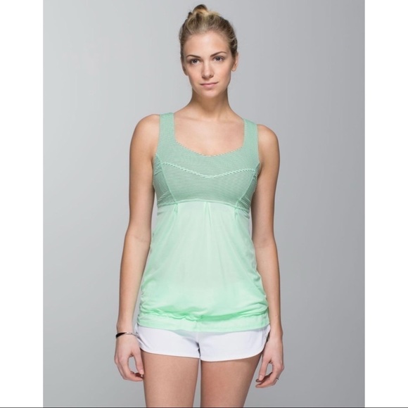 LULULEMON Tame Me Tank Top Fresh Teal Mini Hyper Stripe Loose Fit Luxstreme 2 - Picture 2 of 14